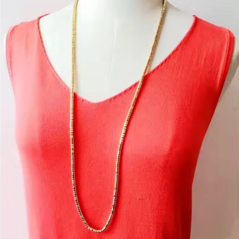 Beautiful Gold Tone Beaded Long Hang Necklace or Layered Bracelet!